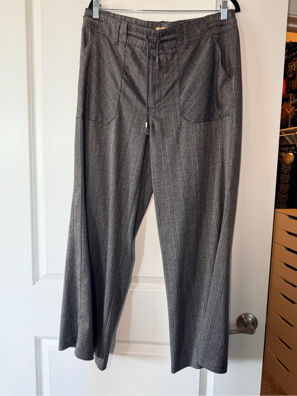 Democracy Herringbone Wide Leg Trousers in Heather Gray